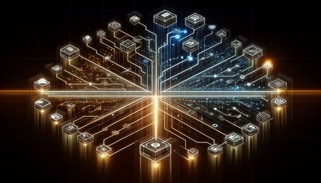 A comprehensive graphic illustrating a unified communications network. In this scenario, multiple different channels, each represented by their own diverging paths, gradually converge into a singular, streamlined interface. This interface is dynamically detailed to highlight its purpose as the main hub for the network's various transmissions. Note that the interface is discretely labelled with a non branded name to retain neutrality. It is an abstraction of popular platforms like Zendesk or Intercom but does not directly represent them. Glowing lines and futuristic graphics aid in emphasizing the interconnected, digital nature of this design.